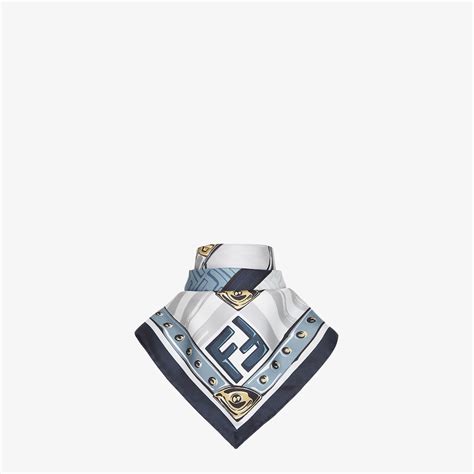 fendi foulard fedelis|Blue silk foulard .